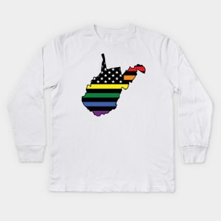 Rainbow Flag West Virginia Kids Long Sleeve T-Shirt